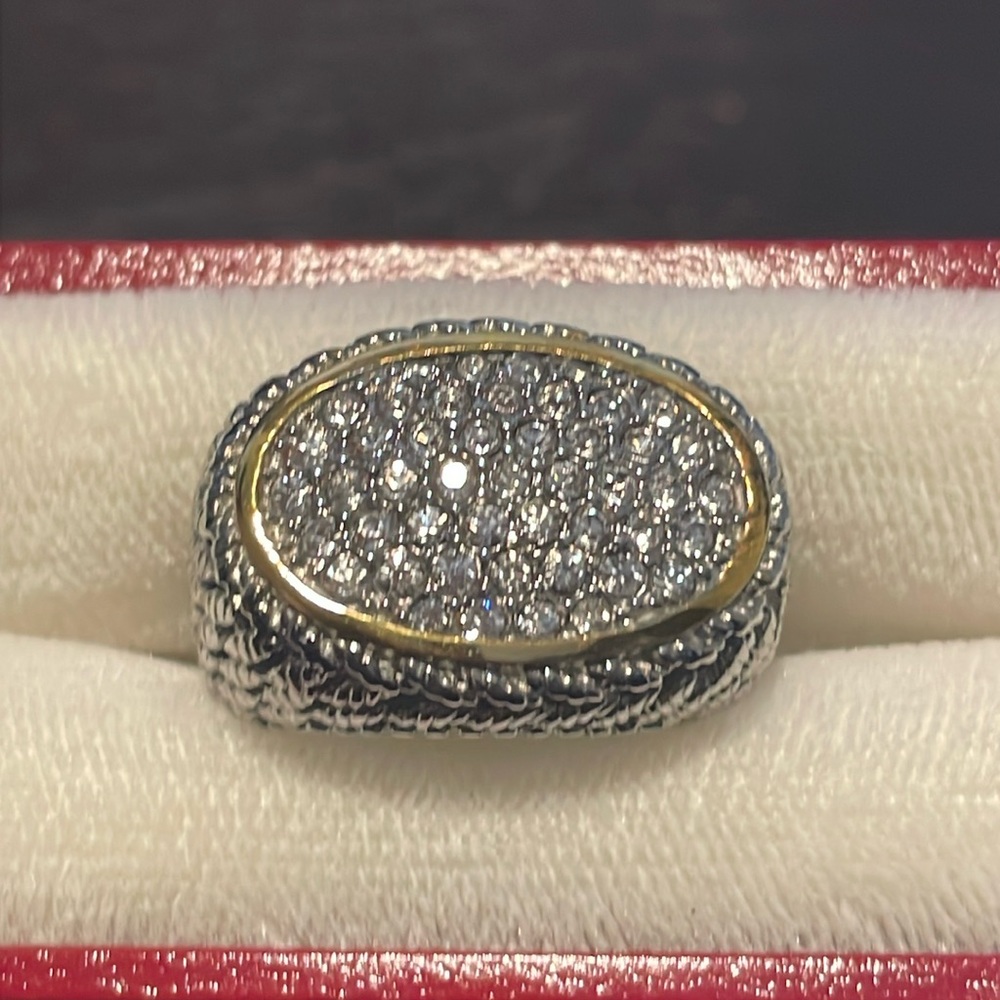 Emma Skye Stainless Steel 14k Gold Plated pave Ring Size 8.5